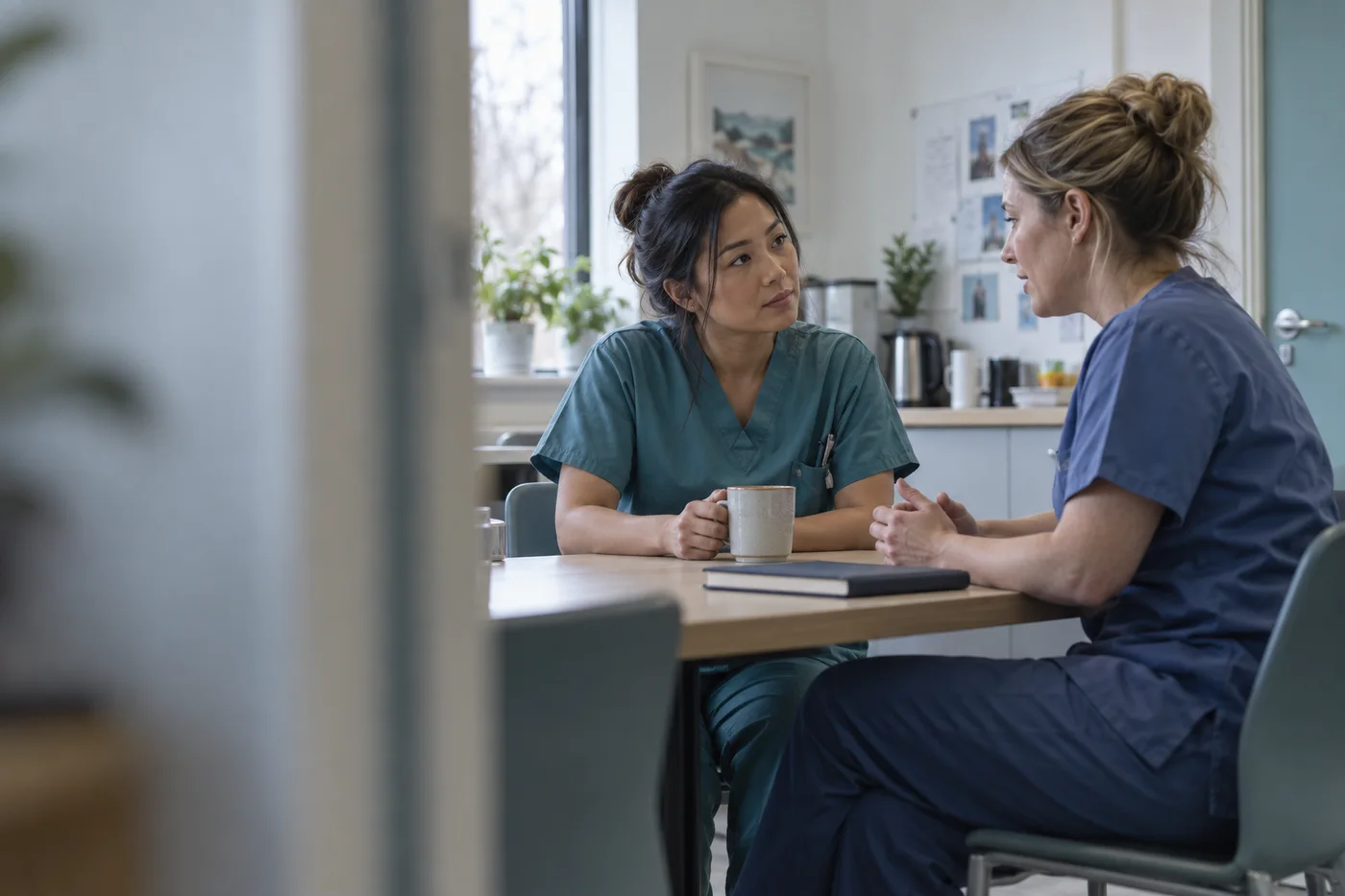 Healthcare colleagues in a professional workplace
